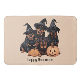 Alfombrilla De Baño Feliz Rottweiler de Halloween perros Jack O Lanter