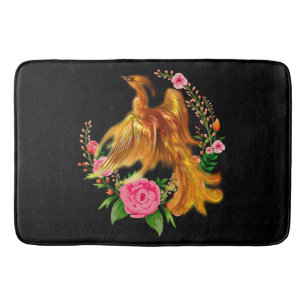 Alfombrilla De Baño Fénix Floral Surge De La Fantasía De Los Fiery Ash