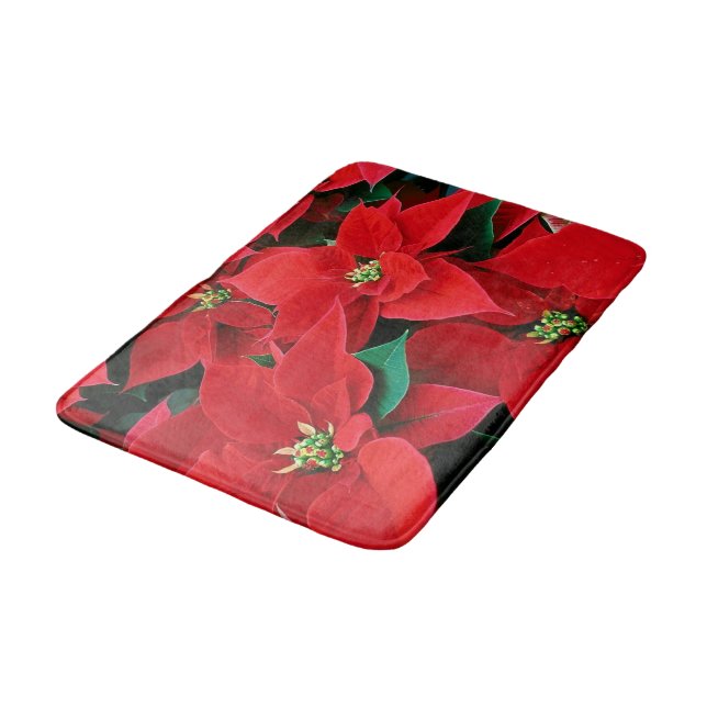 Alfombrilla De Baño Feriado de Poinsettia Roja (Angular)