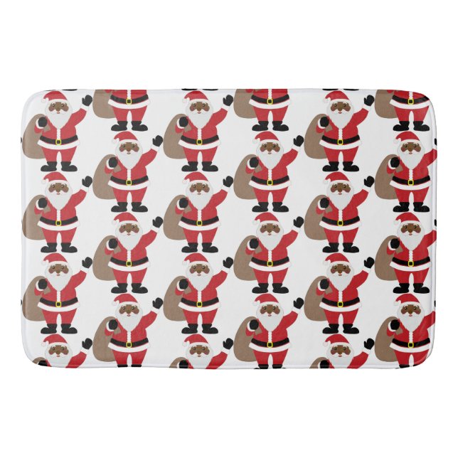 Alfombrilla De Baño Festividad de baño de Papá Noel afroamericano (Anverso)