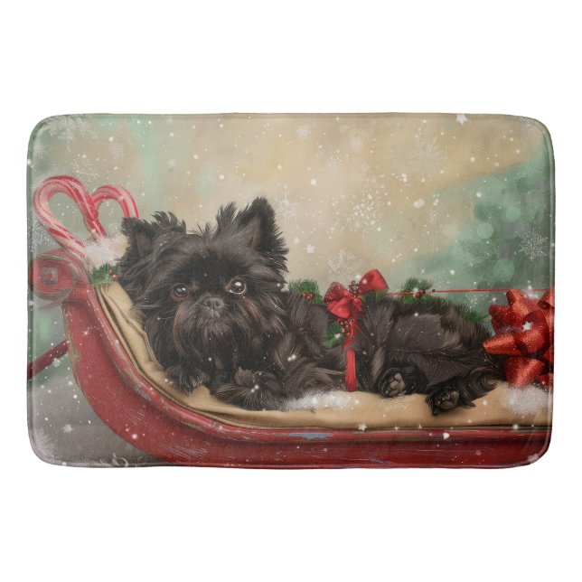 Alfombrilla De Baño Festividad de los Navidades de Perro Affenpinscher (Anverso)