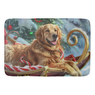 Alfombrilla De Baño Festividad de los Navidades de perro de Golden Ret