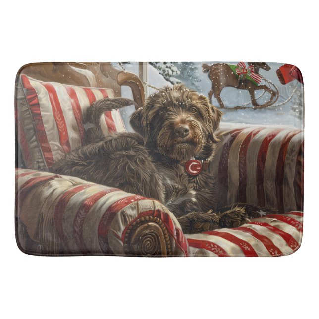 Alfombrilla De Baño Festividad de los Navidades de perro de Griffon co (Anverso)