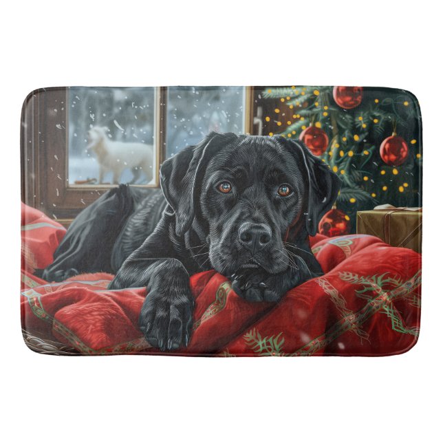 Alfombrilla De Baño Festividad de los Navidades de perro de Labrador N (Anverso)