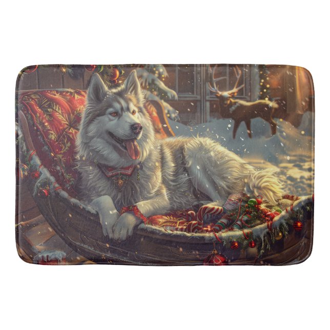 Alfombrilla De Baño Festividad de los Navidades de perro de Laphund (Anverso)