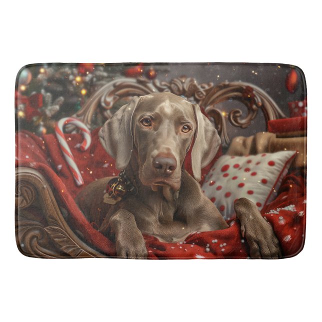 Alfombrilla De Baño Festividad navideña del perro de Weimaraner (Anverso)