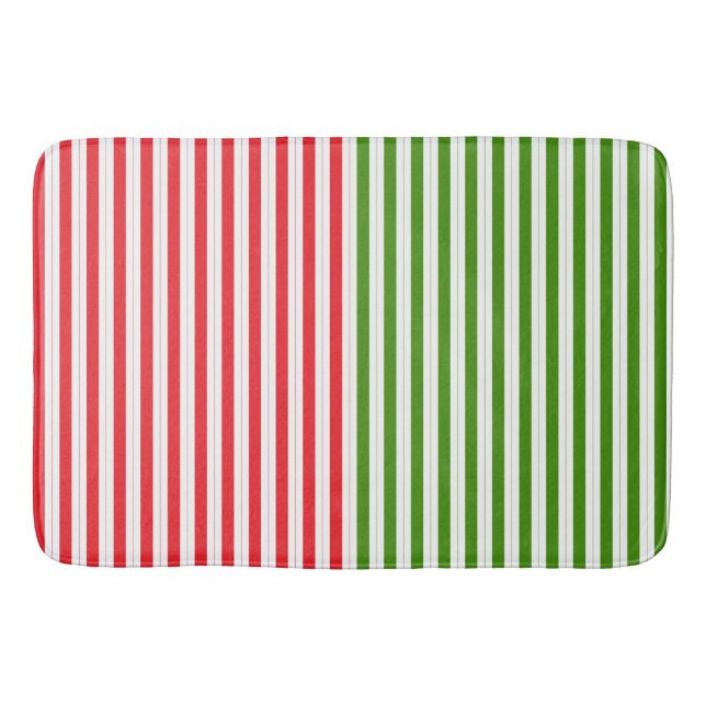 Alfombrilla De Baño Festividad Red & Elf Green Candy Stripe Stripe (Anverso)