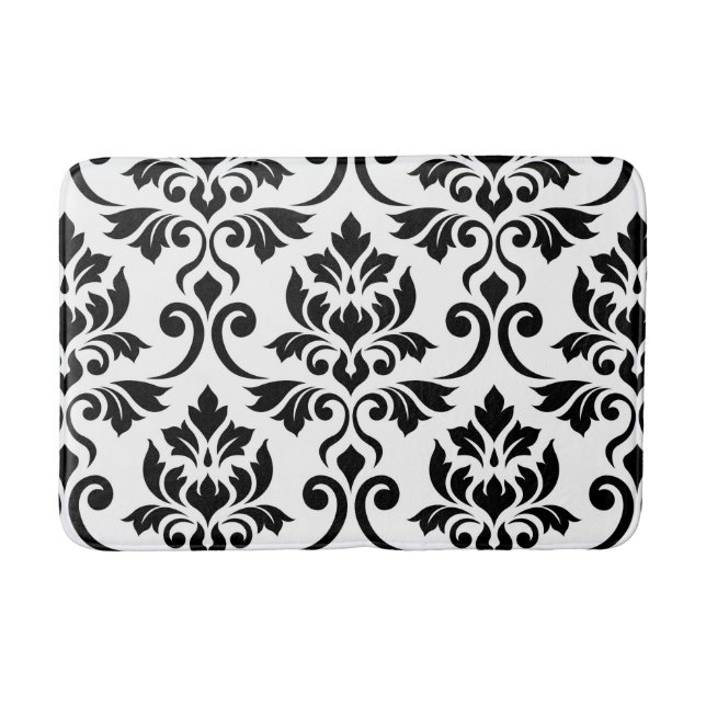 Alfombrilla De Baño Feuille Damask Lg Pattern Black (Anverso)