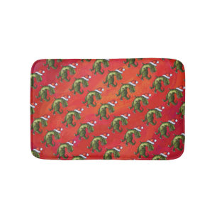 Alfombrilla De Baño Fextivo patrón Dino TRex en rojo