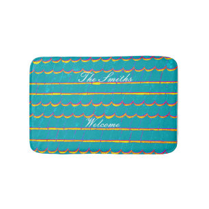Alfombrilla De Baño filas de las tablas Thunder_Cove azulverdes