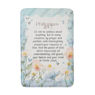 Alfombrilla De Baño Filipenses 4:6-7 Versículo de la Biblia Cristiana
