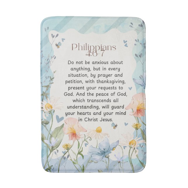 Alfombrilla De Baño Filipinas 4:6-7 Biblia cristiana Verse acuarela (Frente vertical)