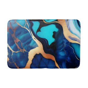 Alfombrilla De Baño Flamante dorado azul trenzado