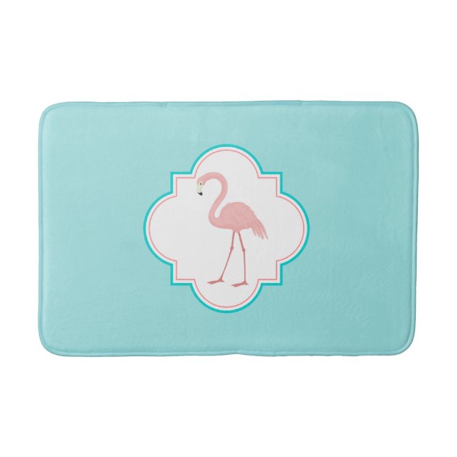 Alfombrilla De Baño Flamenco rosado en fondo de la aguamarina (Anverso)