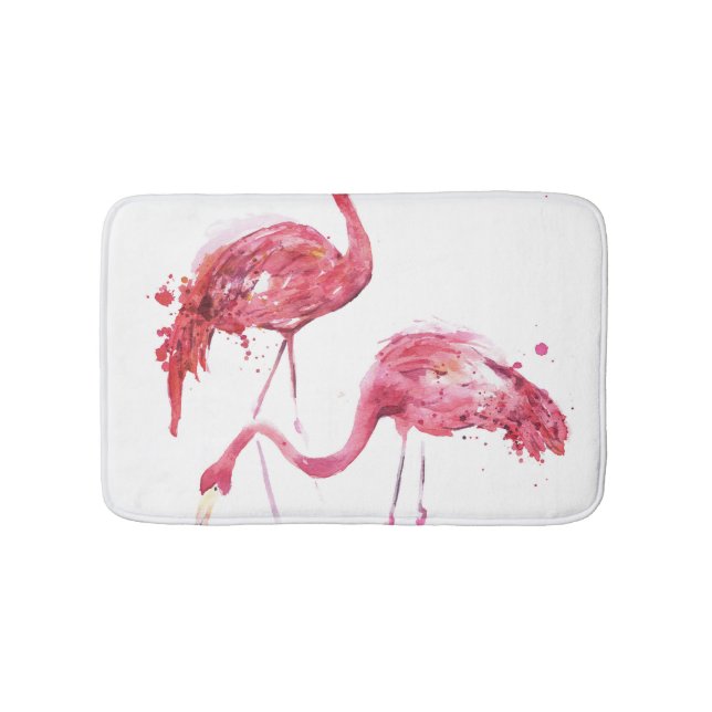 Alfombrilla De Baño Flamencos acuarelas, Diseño Elegante. (Anverso)