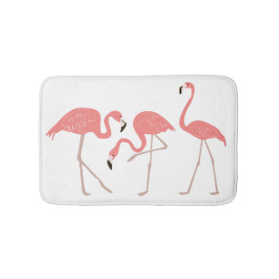 Alfombrilla De Baño Flamencos rosados Tropical Whimsy