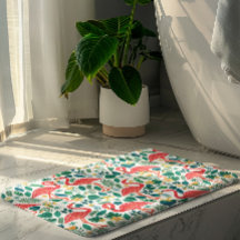 Flamencos Rosas y Patrón de Flores Tropicales