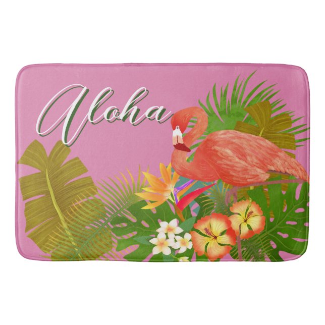 Alfombrilla De Baño Flamingo Aloha  (Anverso)