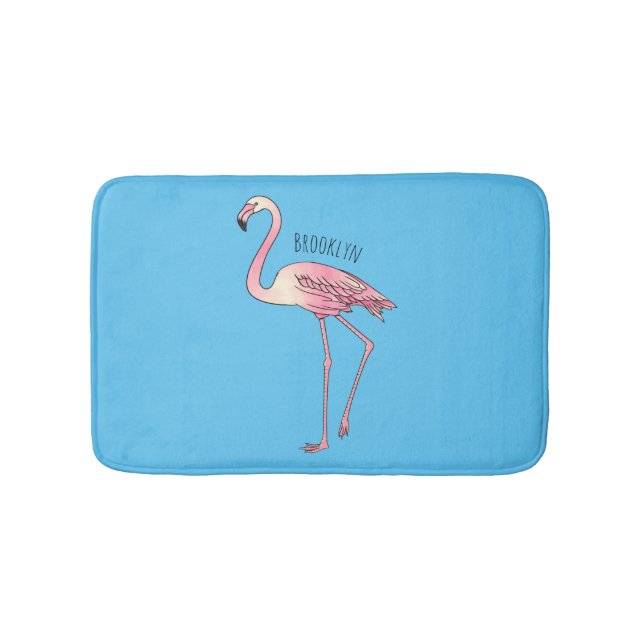 Alfombrilla De Baño Flamingo bird cartoon illustration (Anverso)