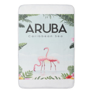 Alfombrilla De Baño Flamingo del Mar Caribe de Aruba Flamingo gracio