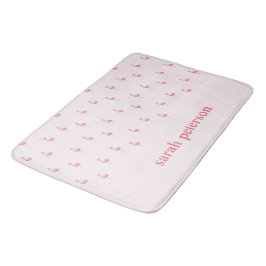 Alfombrilla De Baño Flamingo rosa lindo nombre personalizado rosa