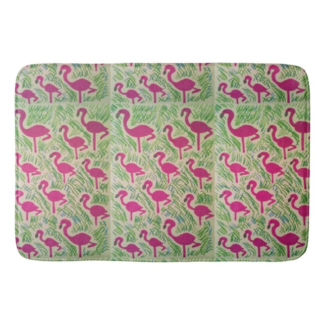 Alfombrilla De Baño Flamingo Tropical Bath Mat (Anverso)