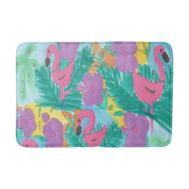 Alfombrilla De Baño Flamingo Tropical Jungle Bath Mat (Anverso)