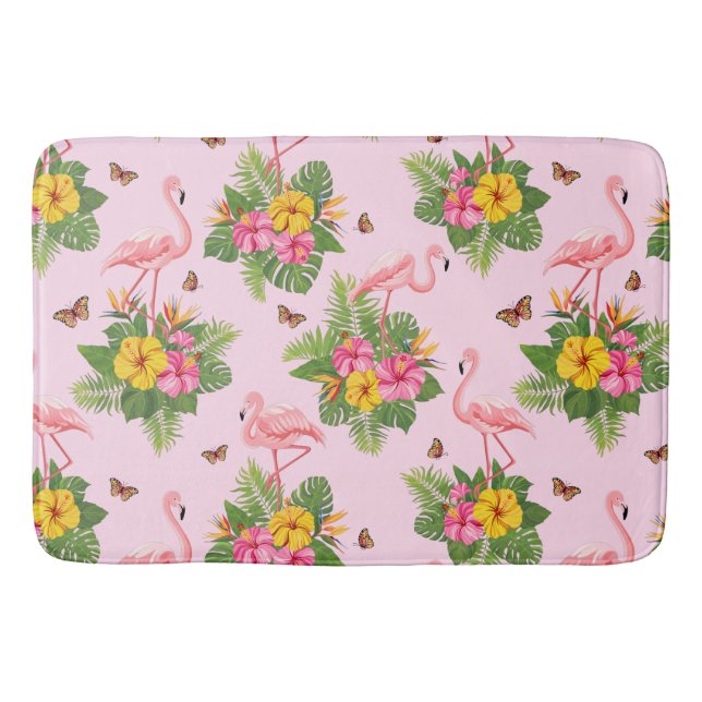 Alfombrilla De Baño Flamingo y mariposas 1 (Anverso)