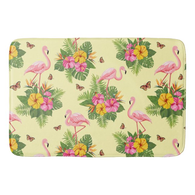 Alfombrilla De Baño Flamingo y mariposas 2 (Anverso)