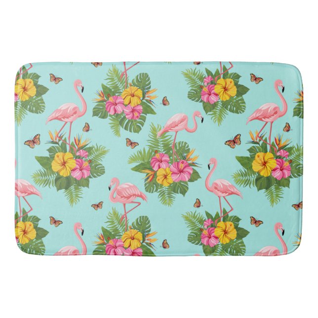 Alfombrilla De Baño Flamingo y mariposas 3 (Anverso)