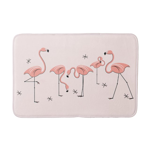 Alfombrilla De Baño Flamingos Mat de baño de grupo rosa (Anverso)