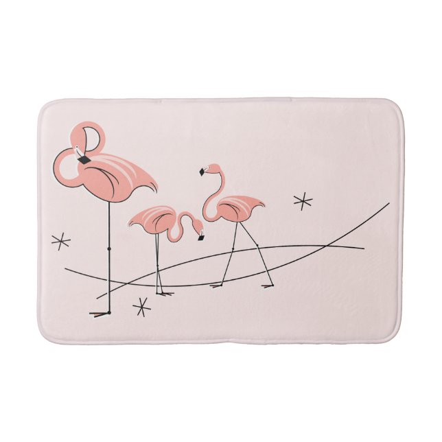 Alfombrilla De Baño Flamingos Tiras rosadas (Anverso)