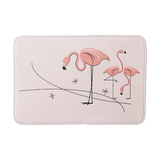 Alfombrilla De Baño Flamingos Trío rosa 3 bañeras (Anverso)