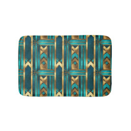 Alfombrilla De Baño Flechas geométricas Art Deco, dorado y turquesa