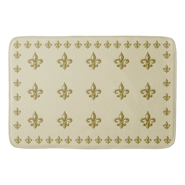 Alfombrilla De Baño Fleur de Lis Off White Yellow Gold (Anverso)