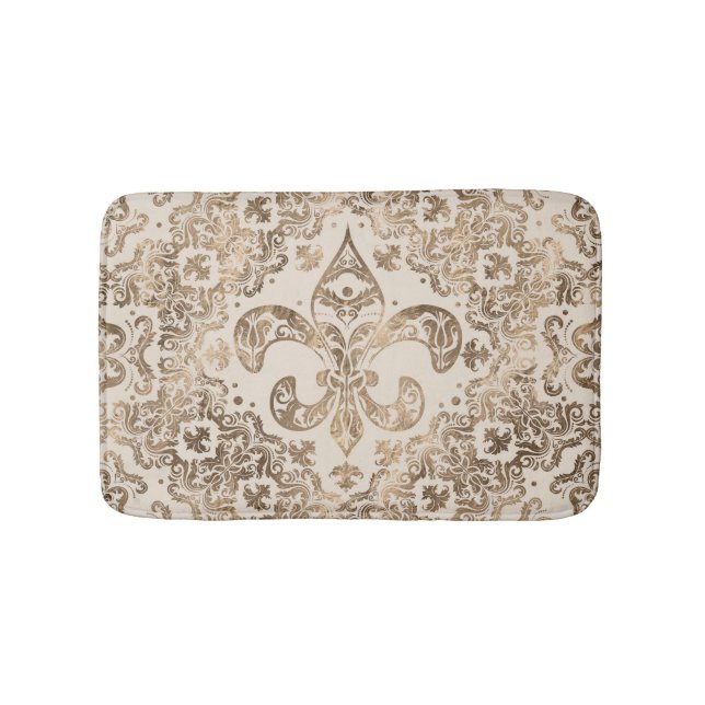 Alfombrilla De Baño Fleur-de-lis Ornament - dorado pastel (Anverso)
