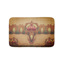 Flor abstracta Art Nouveau borgoña verde rojo