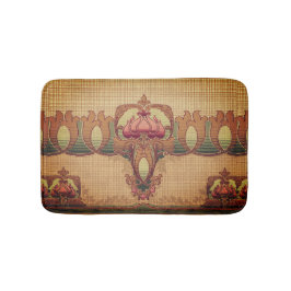 Alfombrilla De Baño Flor abstracta Art Nouveau borgoña verde rojo