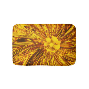 Alfombrilla De Baño Flor amarilla de las líneas abstractas de la barba