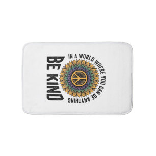 Alfombrilla De Baño Flor de Arcoíris de la Paz Diseño de Camiseta Vint