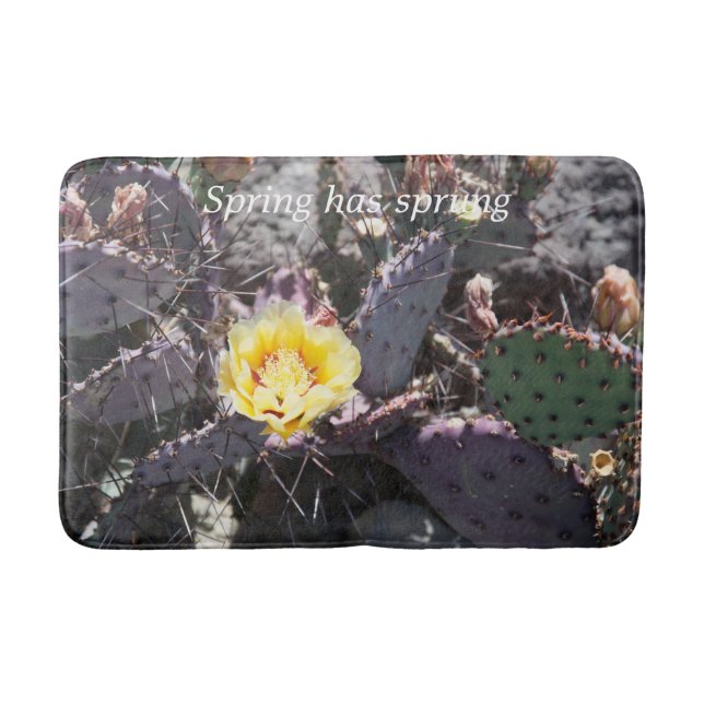 Alfombrilla De Baño Flor de cactus amarillo en primavera (Anverso)
