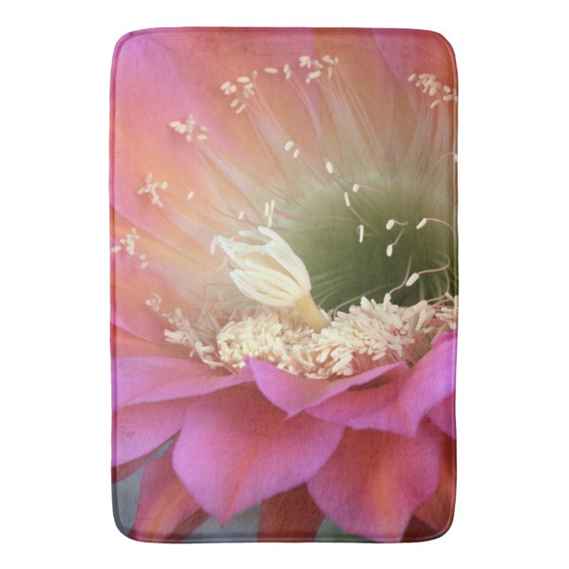 Alfombrilla De Baño Flor de cactus rosa en el desierto (Frente vertical)