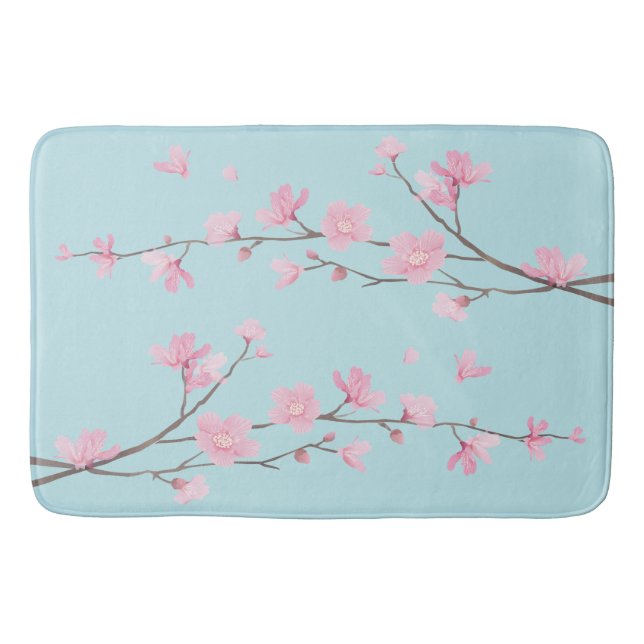 Alfombrilla De Baño Flor de cerezo - Azul cielo (Anverso)
