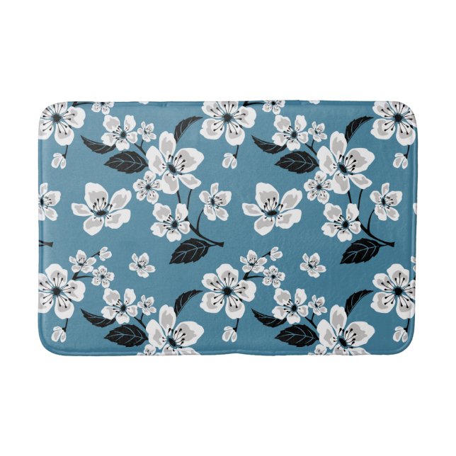 ALFOMBRILLA DE BAÑO FLOR DE CEREZO - SAKURA (AZUL AHUMADO) (Anverso)