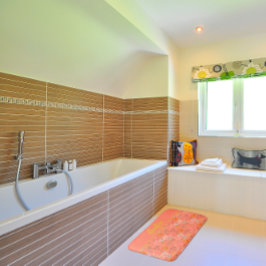 Alfombrilla De Baño Flor de color de agua de color amarillo rosa naran