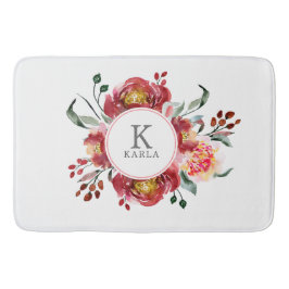 Alfombrilla De Baño Flor de color rojo profundo