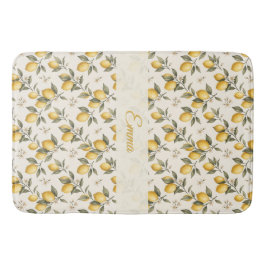 Alfombrilla De Baño Flor de Limón Vintage – Cítrico Botánico Elegante