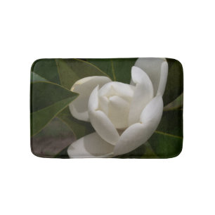 Alfombrilla De Baño Flor de magnolia blanca cremosa