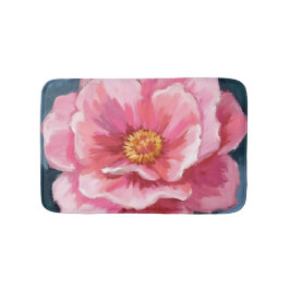 Alfombrilla De Baño Flor de peonía rosa acuarela floral
