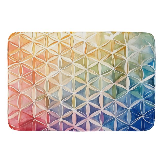 Alfombrilla De Baño Flor de vida - Pintura de acuarela (Anverso)